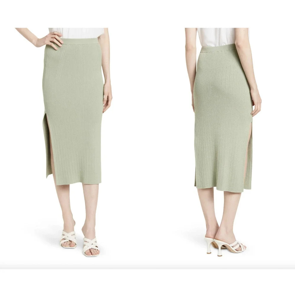 Ramy Brook Traci Midi Sweater Knit Skirt Seafoam Green‎ Size Large